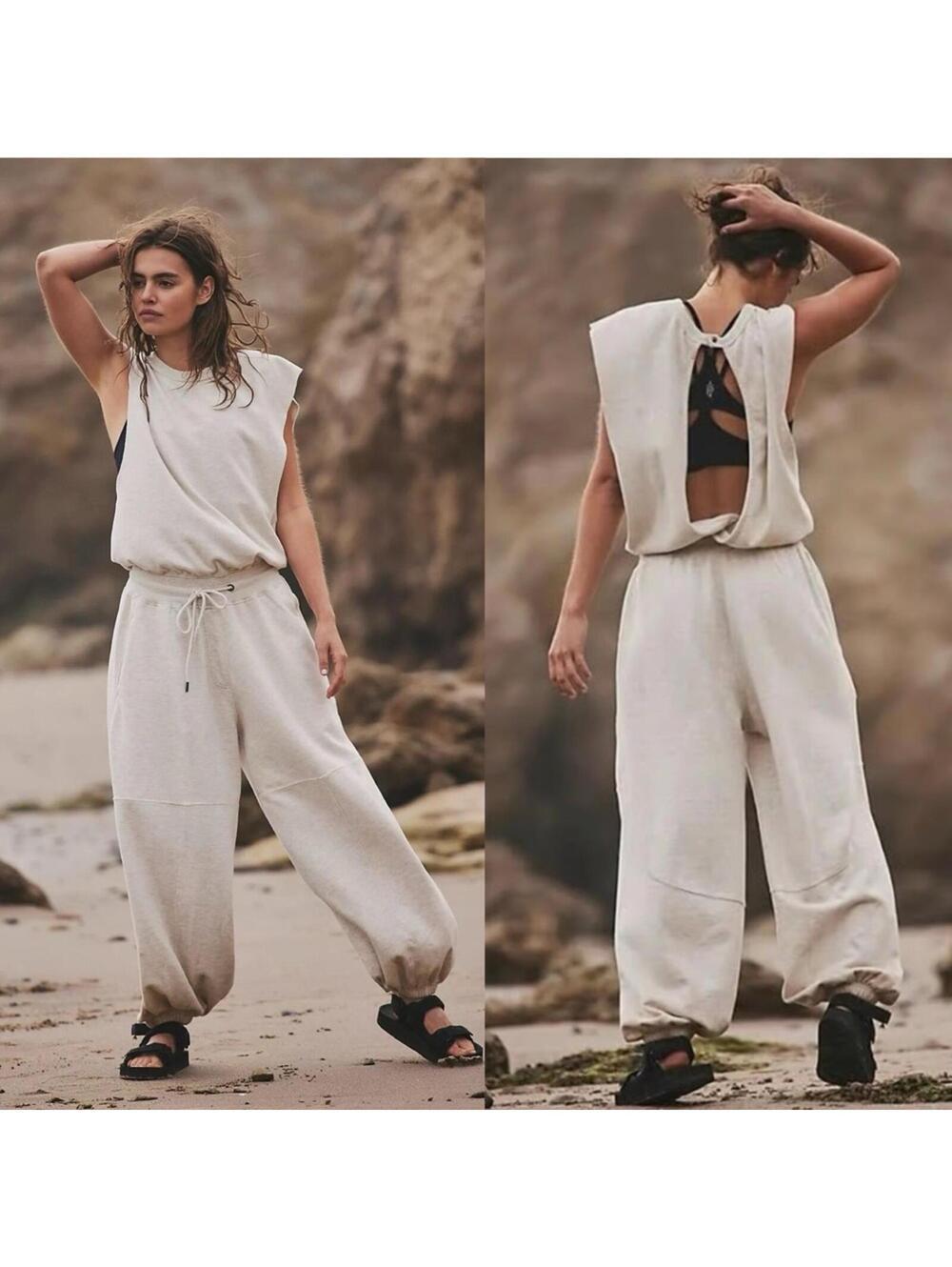 Free People Movement Throw And Go Onesie Cream XS